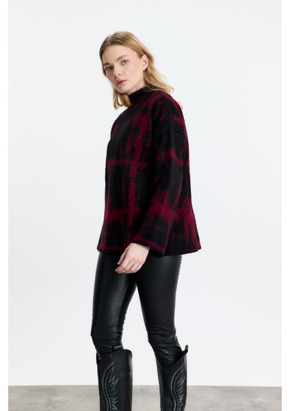 24378 Yarım Boğaz Şardonlu Kazak Siyah-Bordo fırsatları