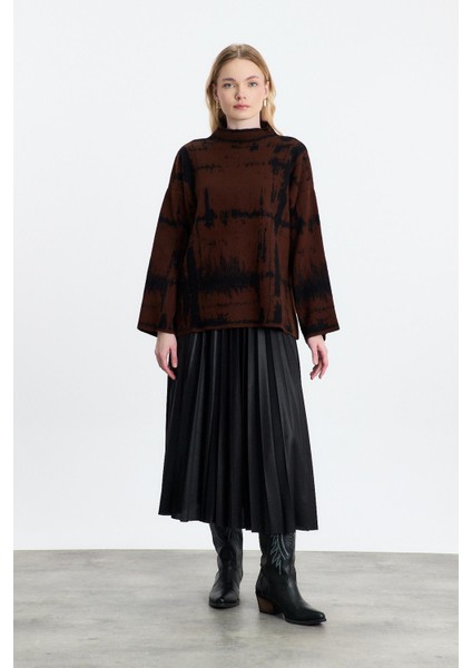 24378 Yarım Boğaz Şardonlu Kazak Kahve-Siyah fiyatları