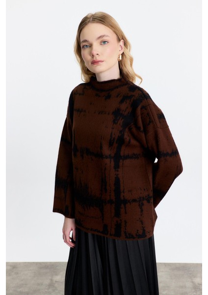 24378 Yarım Boğaz Şardonlu Kazak Kahve-Siyah modelleri