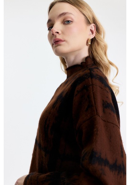 24378 Yarım Boğaz Şardonlu Kazak Kahve-Siyah fırsatları