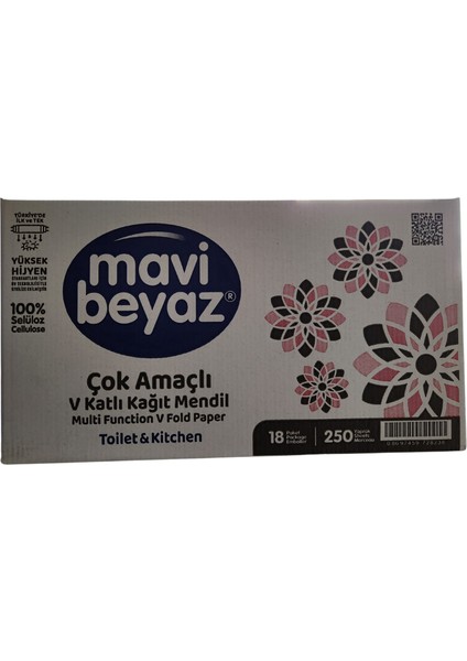 Çok Amaçlı V Kağıt Mendil Toilet & Kitchen 18 Paket 250 Yaprak 1 Koli modelleri