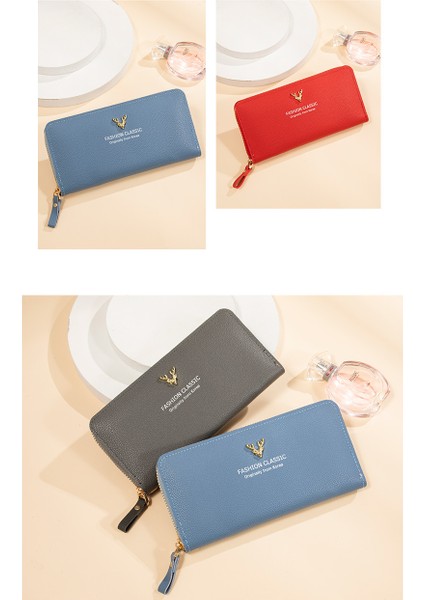 Fermuarlı Clutch Bayan Uzun Cüzdan Basit Cüzdan Kadın Büyük Kapasiteli Cep Telefonu Çantası (Yurt Dışından)