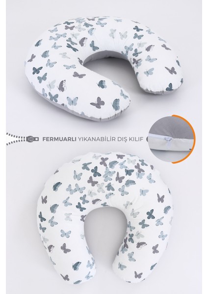 Emzirme Yastığı, Emzirme Önlüğü Set - Pamuklu Kumaş - Yeşil Kelebek fiyatları