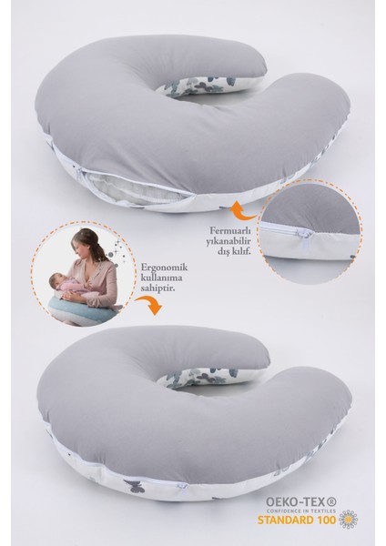 Emzirme Yastığı, Emzirme Önlüğü Set - Pamuklu Kumaş - Yeşil Kelebek modelleri