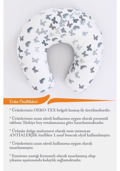 Emzirme Yastığı, Emzirme Önlüğü Set - Pamuklu Kumaş - Yeşil Kelebek fırsatları