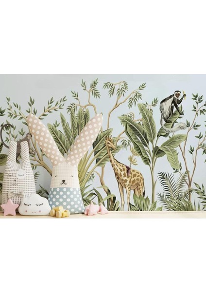 Tropikal Orman Bitkileri ve Hayvanları Çocuk Odası Duvar KAĞIDI-5617 modelleri
