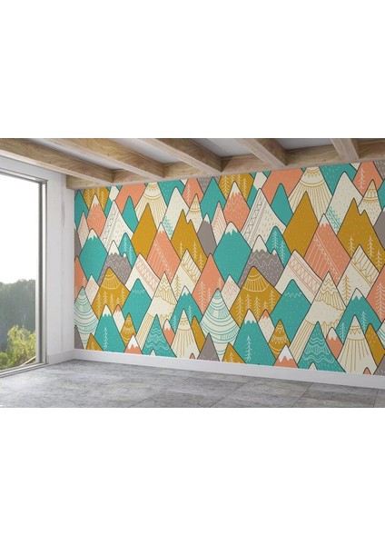 Renkli Dağlar Çizim Çocuk ve Bebek Odası Duvar KAĞIDI-5715 fiyatları
