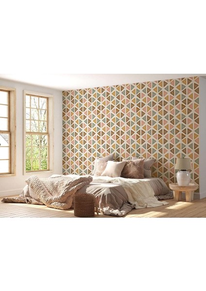 Renkli Pastel Şekiller Modern Duvar KAĞIDI-5545 fiyatları