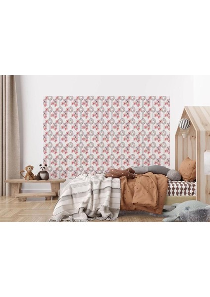 Pembe Çiçek Desenli Kız Çocuğu Odası Duvar KAĞIDI-5595