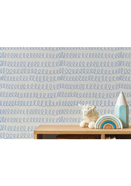 Mavi Çizgi Desenli Çocuk Odası Duvar KAĞIDI-5774 modelleri