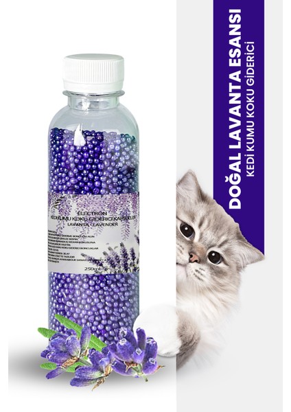 Kedi Kumu ve Tuvaleti Koku Giderici Granül, Lavanta Ferahlatıcı Etkili, Kokusuz Tuvalet Için, 250ML