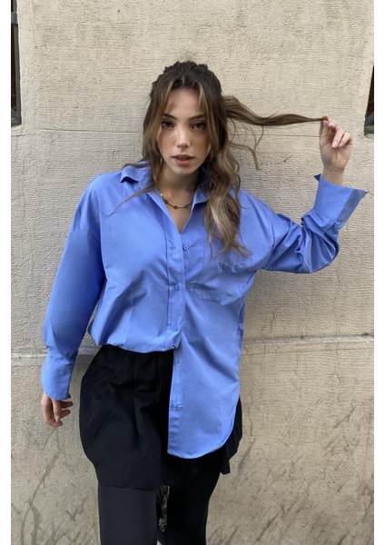 Bebe Mavisi Oxfort Oversize Gömlek fiyatları
