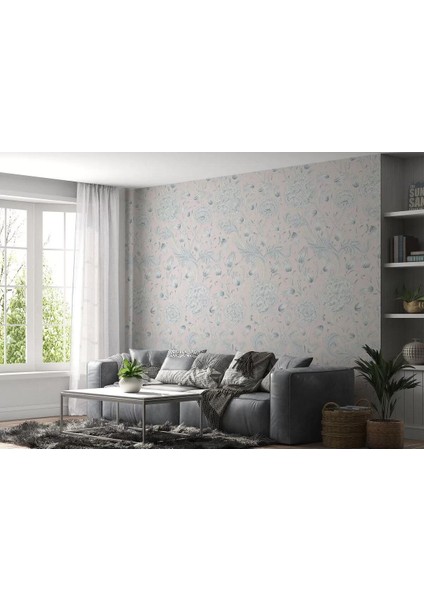 Vintagepastel Çiçekler Yapraklar Duvar KAĞIDI-5645