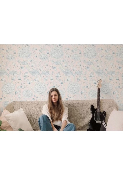 Vintagepastel Çiçekler Yapraklar Duvar KAĞIDI-5645