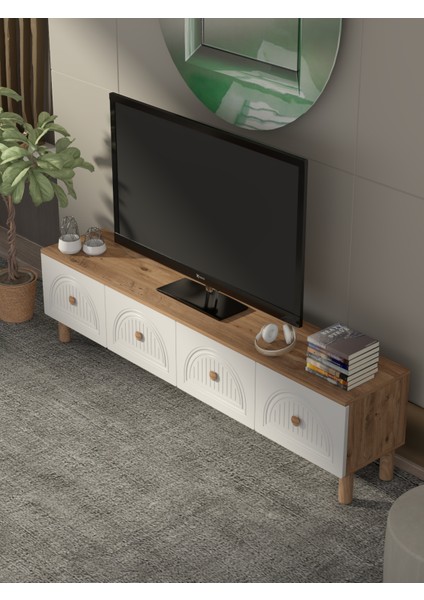 Bohem 180 cm 4 Kapaklı Tv Ünitesi Mdf Kapak Model 1 Tek Ebat