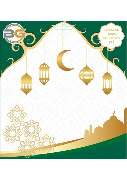 Siyah Gold Hoşgeldin Ramazantemalı Süsleme Seti (Paket:5)