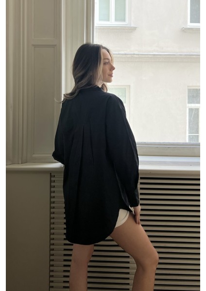 Siyah Oxfort Oversize Gömlek fırsatları