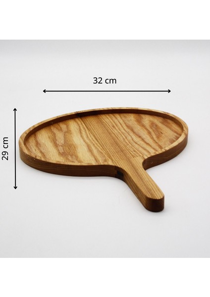 Ahşap Saplı Oval Büyük Sunum Tabağı - Dişbudak Ağacı - 32 cm modelleri