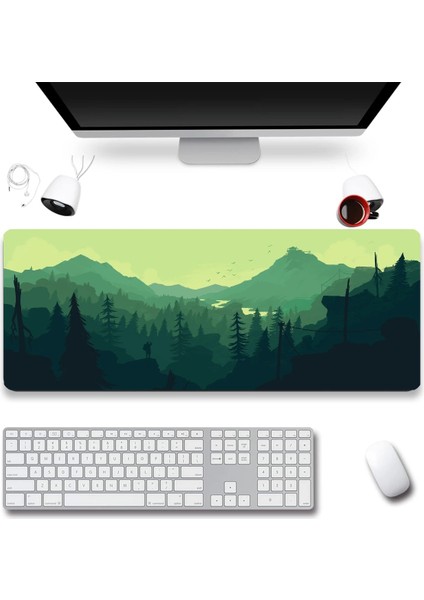 Sonictouch Ultragrand Dağ Orman Manzaralı Yeşil Dikişsiz Xxl Gaming Oyuncu Masaüstü Klavye Mouse Pad 40X90CM