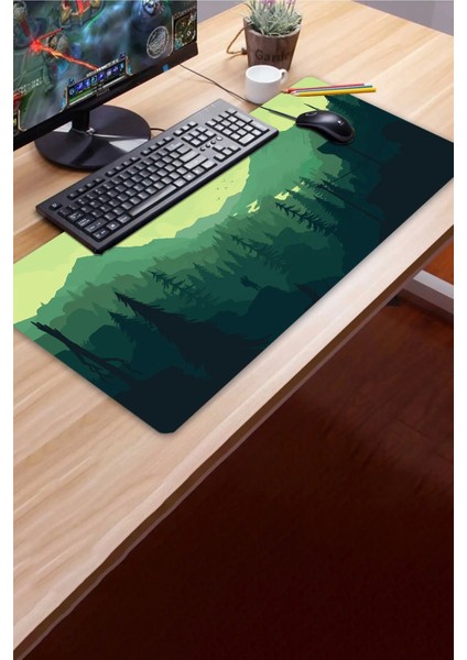 Sonictouch Ultragrand Dağ Orman Manzaralı Yeşil Dikişsiz Xxl Gaming Oyuncu Masaüstü Klavye Mouse Pad 40X90CM