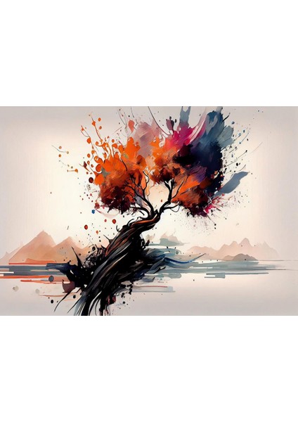 Abstrakt Ağaç Kanvas Tablo 35 x 50 cm