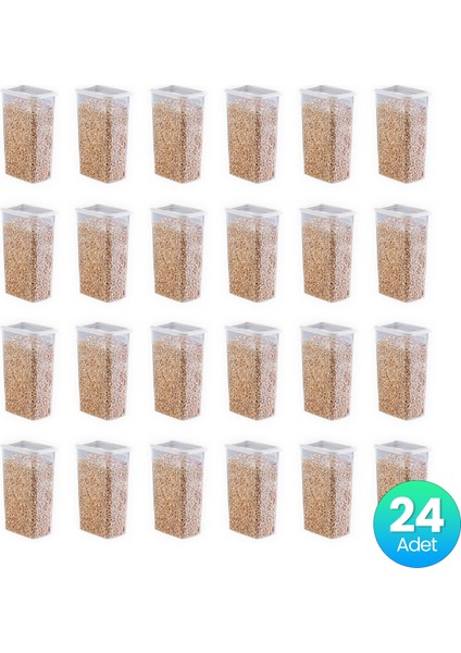 24'lü Set Skali Dikdörtgen Saklama Kabı Beyaz 3500 ml
