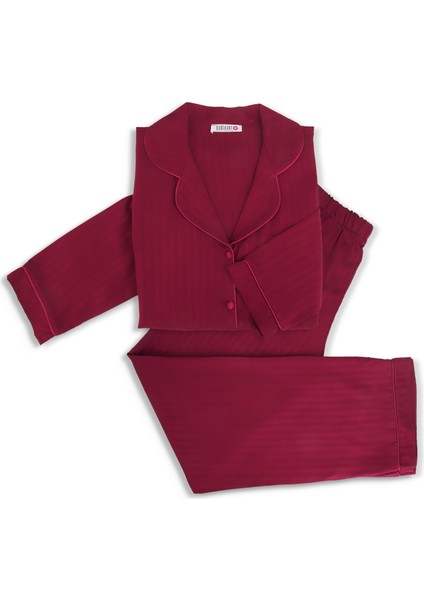 Dokuma %100 Viskon Düğmeli Uzun Kol Pijama Takım