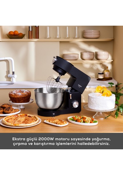 Multichef Ultra 2000 Watt 7 Litre Stand Mikser Black (Kıyma Çekme/sucuk-Sosis/içli Köfte Aparatlı)