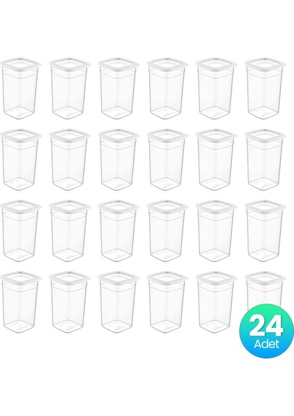 24'lü Set Skali Kare Saklama Kabı Beyaz 1440 ml