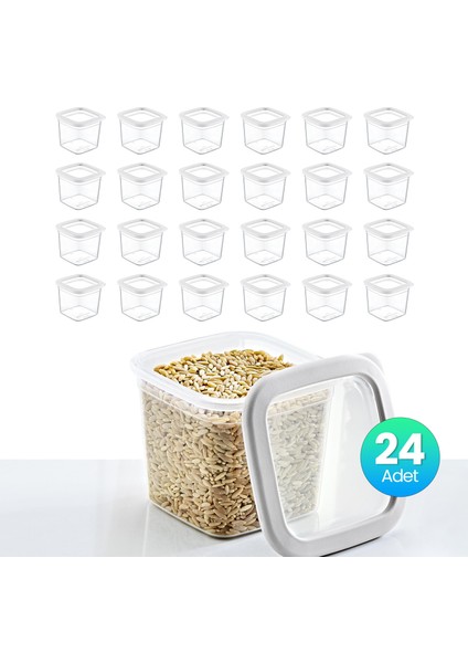 24'lü Set Skali Kare Saklama Kabı Beyaz 740 ml
