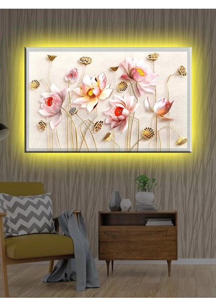 LED Işıklı Beyaz Çiçek (Yatak Odası Tablosu)