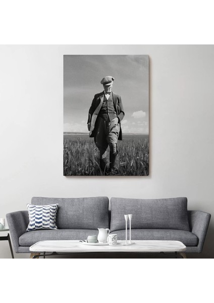 Atatürk Portre Tablosu Mustafa Kemal Atatürk Dikdörtgen Dekoratif Kanvas TABLO-FC-127