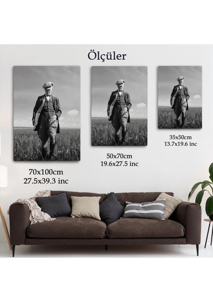 Atatürk Portre Tablosu Mustafa Kemal Atatürk Dikdörtgen Dekoratif Kanvas TABLO-FC-127
