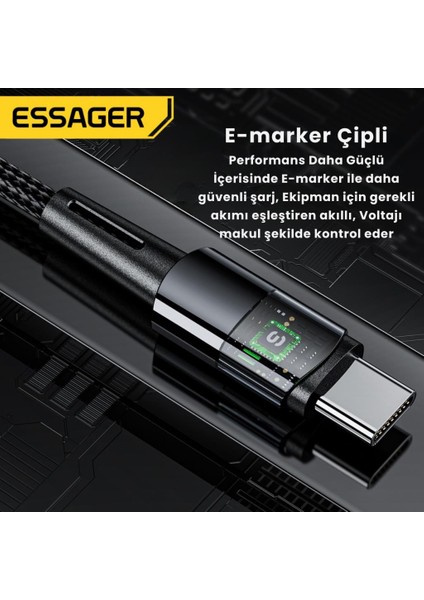 Premıum 2mt Pd3.1 240W Type-C To Type-C Şarj Kablosu E-Marker Çipli Akım Korumalı Data Kablo