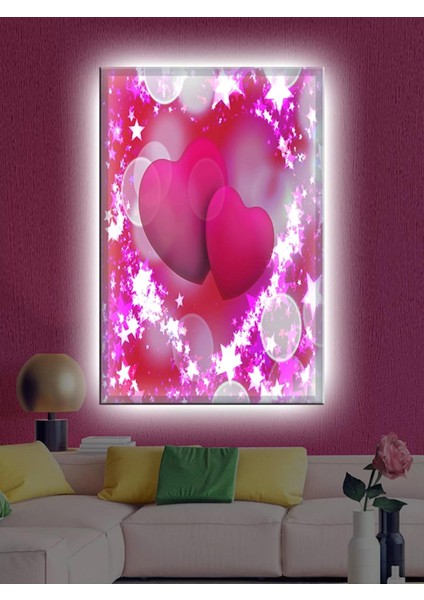 LED Işıklı Kalpli Tablo (Sevgili Için)