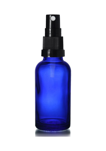 30 ml Mavi Cam Siyah Sprey Başlıklı Şişe 12 Adet