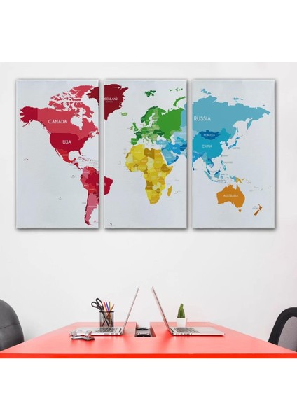 Dünya Haritası Dekoratif Kanvas Tablo 1090 modelleri