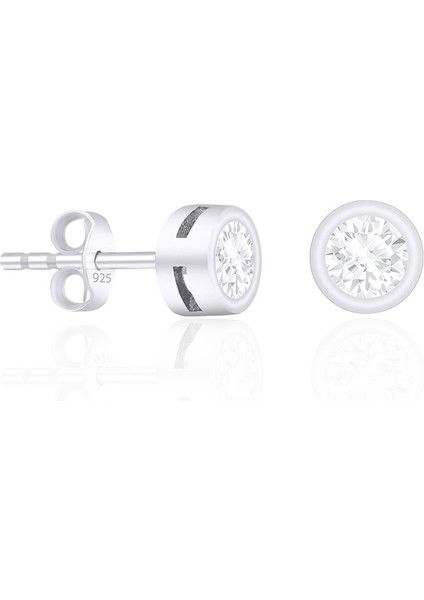 Gümüş Zirkon Taşlı Pırlanta Modeli Tektaş Küpe 925 Ayar ST319