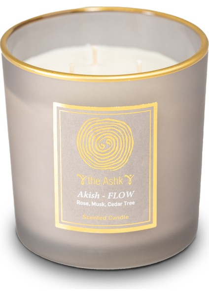 Balance Serisi Flow Mum - 300GR Gül, Misk ve Sedir Ağacı Kokulu Organik El Yapımı Dekoratif Cam Mum