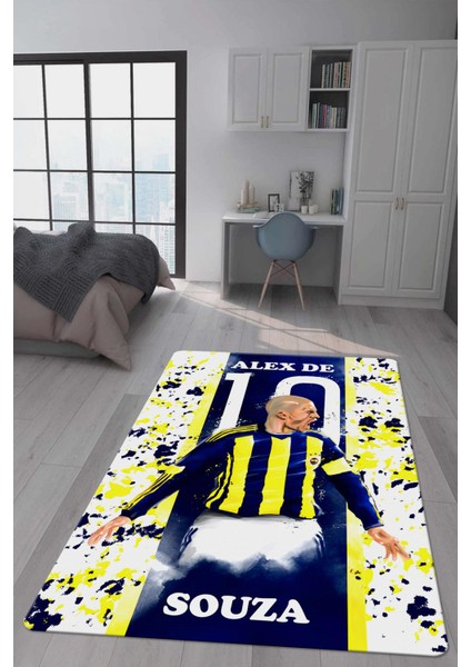 Kaymaz Taban Makinada Yıkanabilir Dijital Baskı Alex Desenli Çocuk Odası Halısı Dot Taban Halı 01