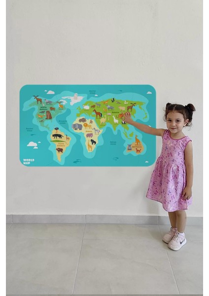 Eğitici Dünya Haritası Dünya Atlası Çocuk ve Bebek Odası Duvar STICKER-60X105-3784 fırsatları