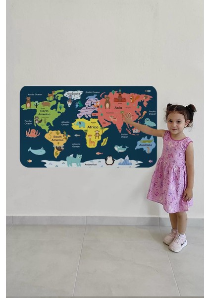 Eğitici Dünya Haritası Dünya Atlası Çocuk ve Bebek Odası Duvar STICKER -60X105-3810 fırsatları