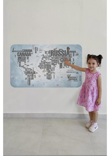 Ülke Adlı Eğitici Dünya Haritası Dünya Atlası Çocuk ve Bebek Odası Duvar STICKER -60X105-3823 fırsatları
