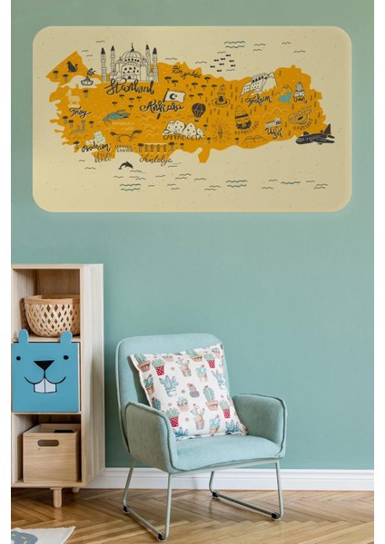 Eğitici ve Öğretici Cocuk Odası Türkiye Haritası Duvar STICKER-60X105-3872