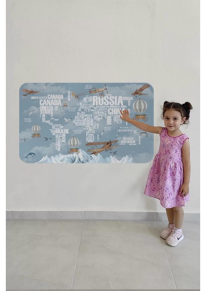 Ülke Adlı Eğitici Dünya Haritası Dünya Atlası Çocuk ve Bebek Odası Duvar STICKER -60X105-3822 fırsatları