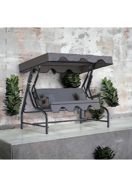 Gümüş Salıncak 3 Kişilik Bahçe Salıncağı Balkon Salıncak 200 cm BS02