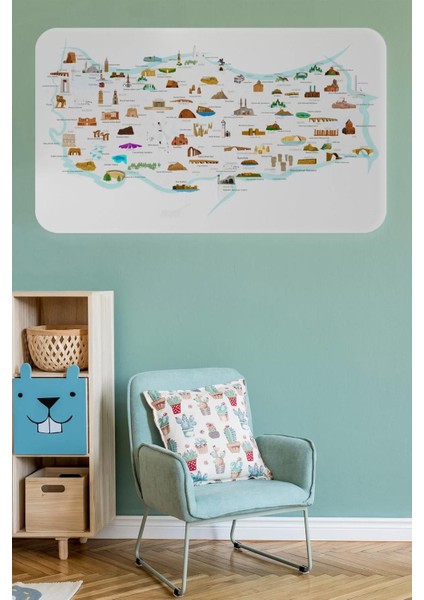 Eğitici ve Öğretici Cocuk Odası Türkiye Haritası Duvar STICKER-60X105-3880