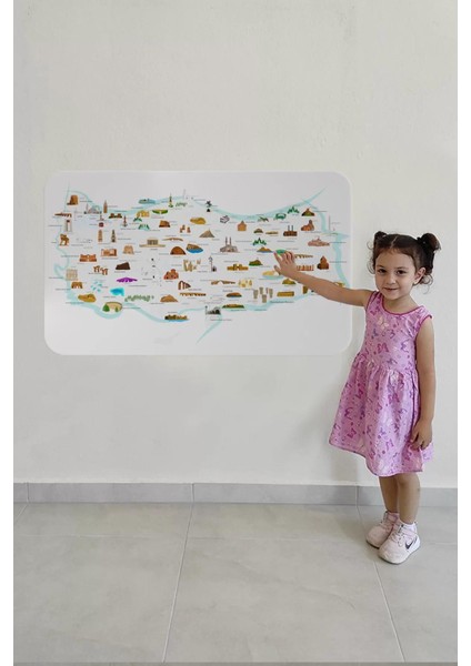 Eğitici ve Öğretici Cocuk Odası Türkiye Haritası Duvar STICKER-60X105-3880 fırsatları
