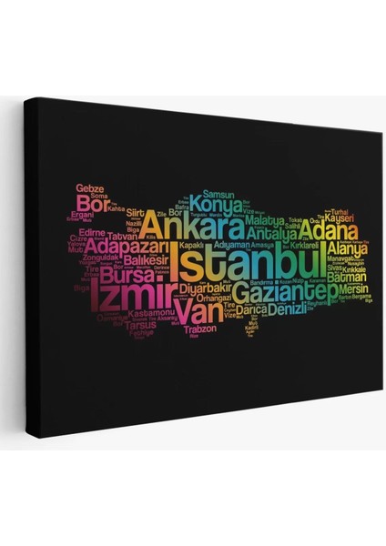 Iller Isimli Siyah Zeminli Dekoratif Kanvas Tablo 1016