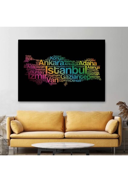 Iller Isimli Siyah Zeminli Dekoratif Kanvas Tablo 1016 fiyatları